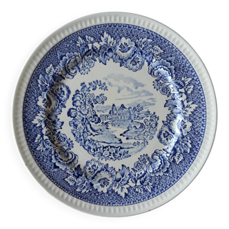 Assiette murale en céramique bleue signée Royal Swan, Angleterre, 1950