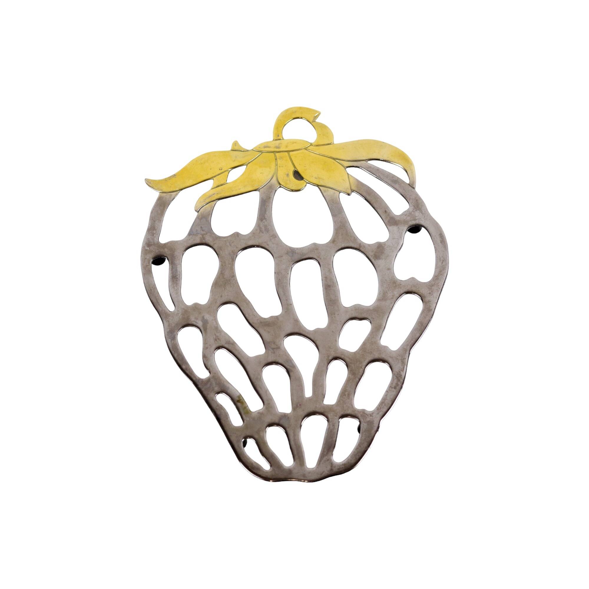 Coaster strawberry italy silver plated vintage ep zinc kitchen 27cm