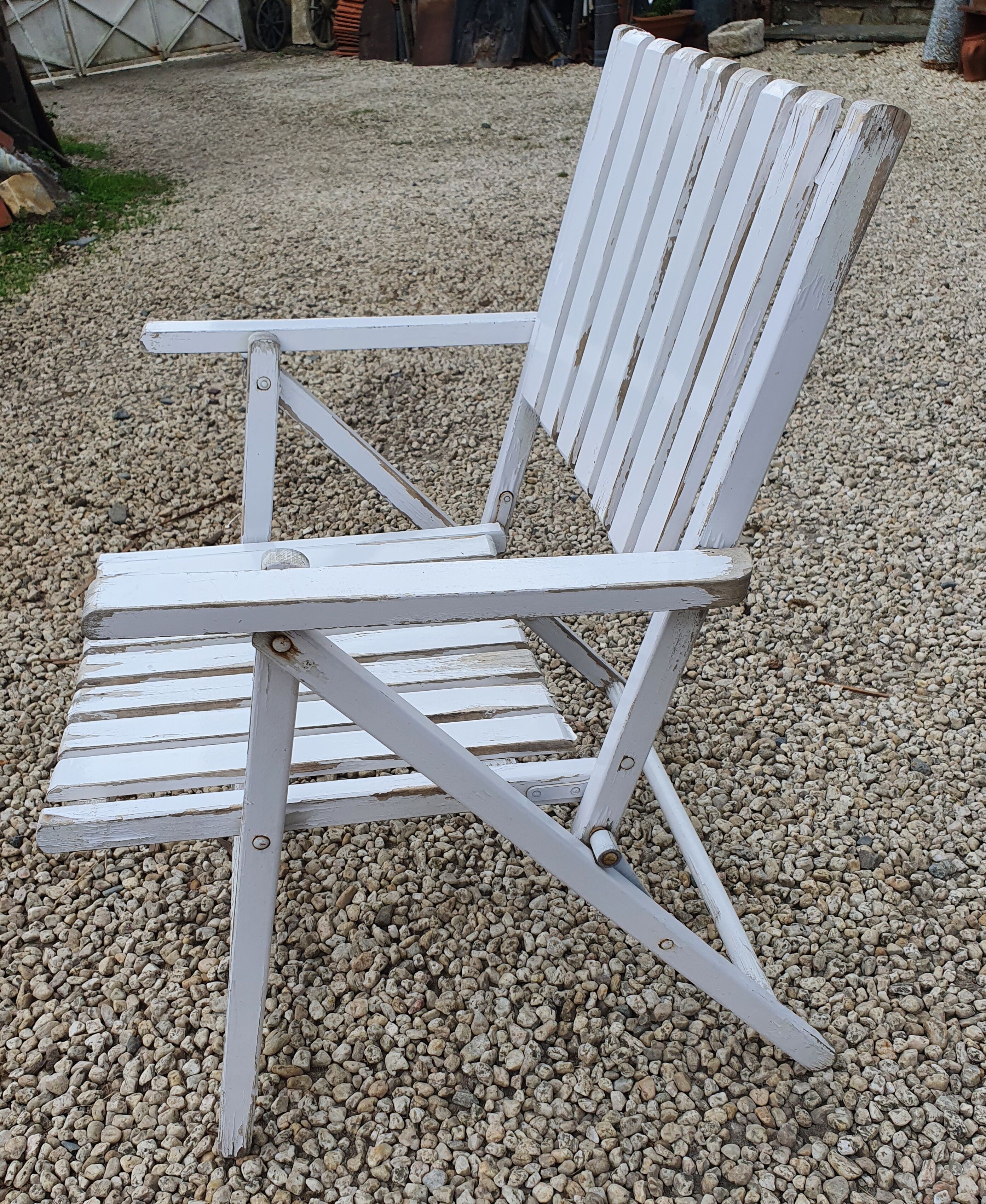 Fauteuil pliant de jardin à lattes de bois