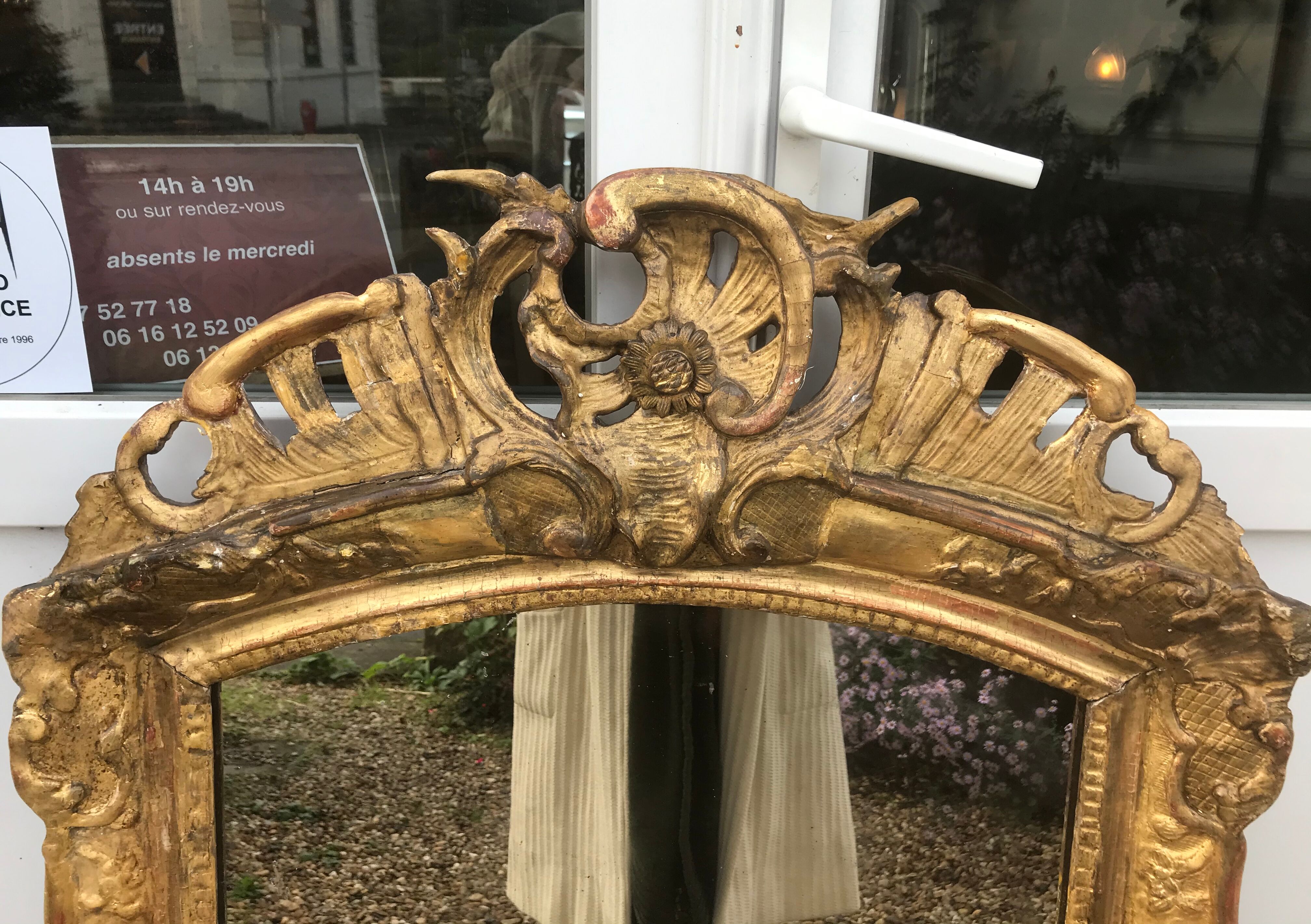 Golden gold leaf mirror, 18th, 101x69cm