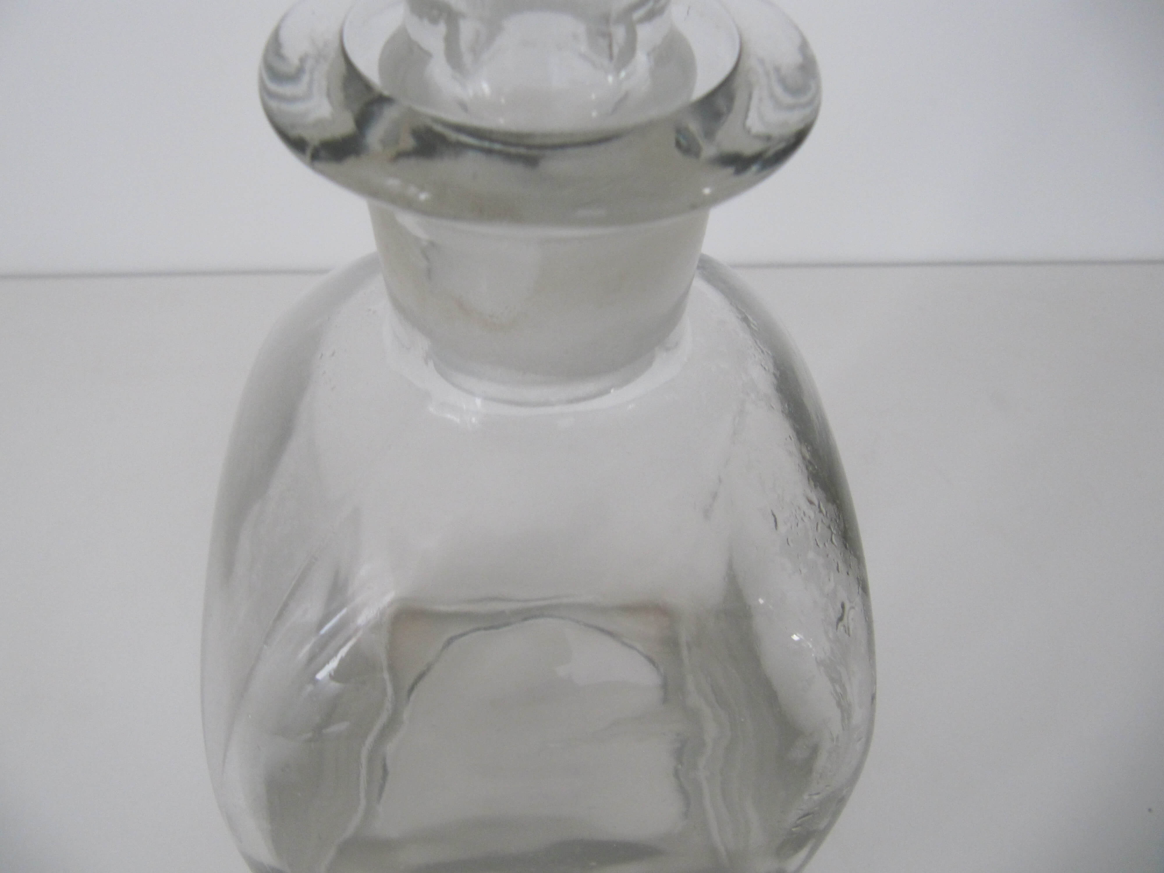 Square old carafe - white glass smooth