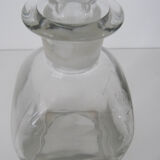 Square old carafe - white glass smooth