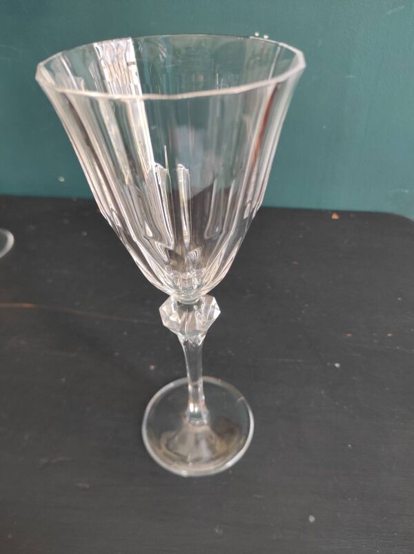 Coffret de 6 verres à vin français, Cristal d'Arques, modèle Diamantis