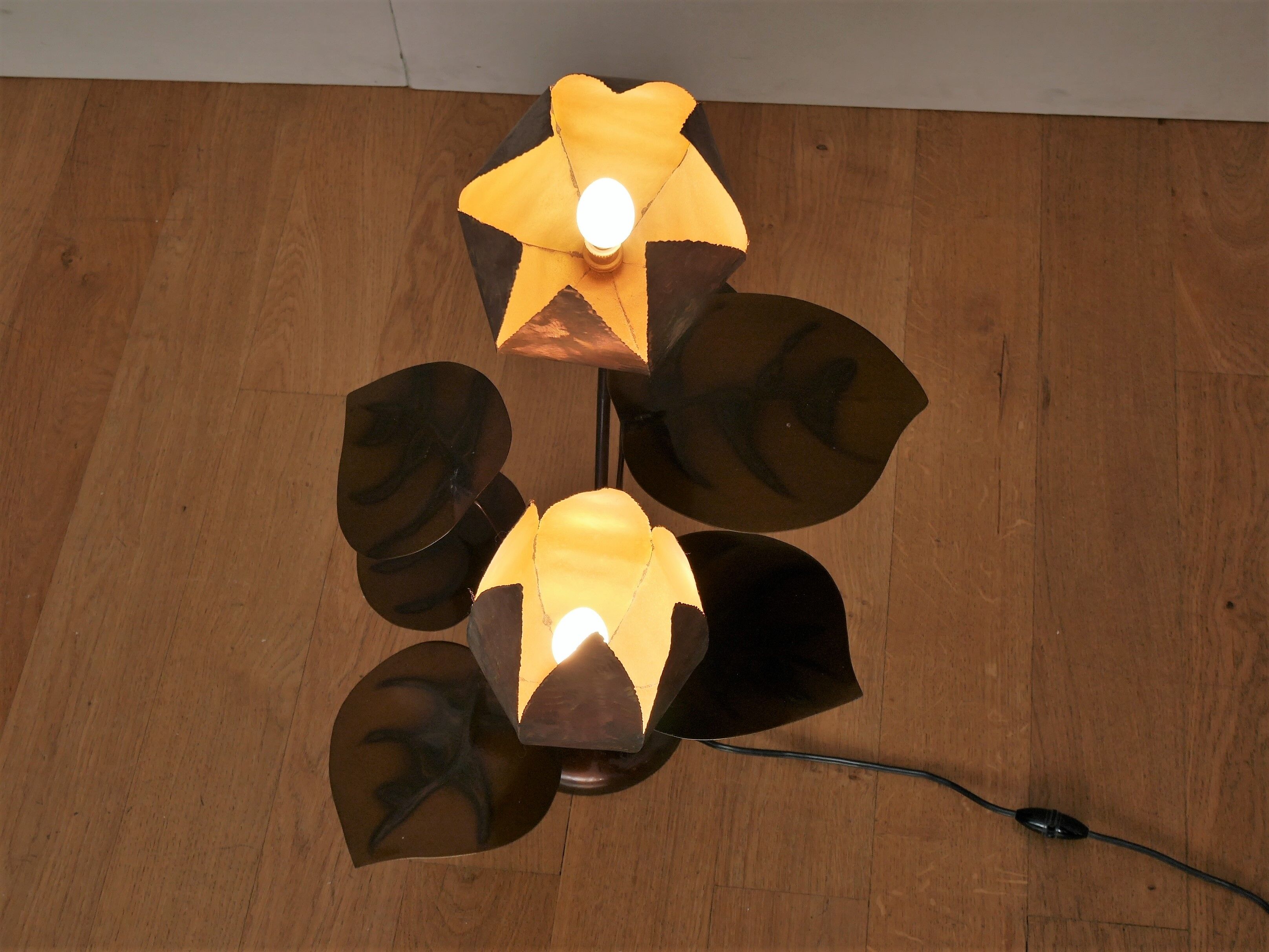 Flowers early 1970s brass lamp