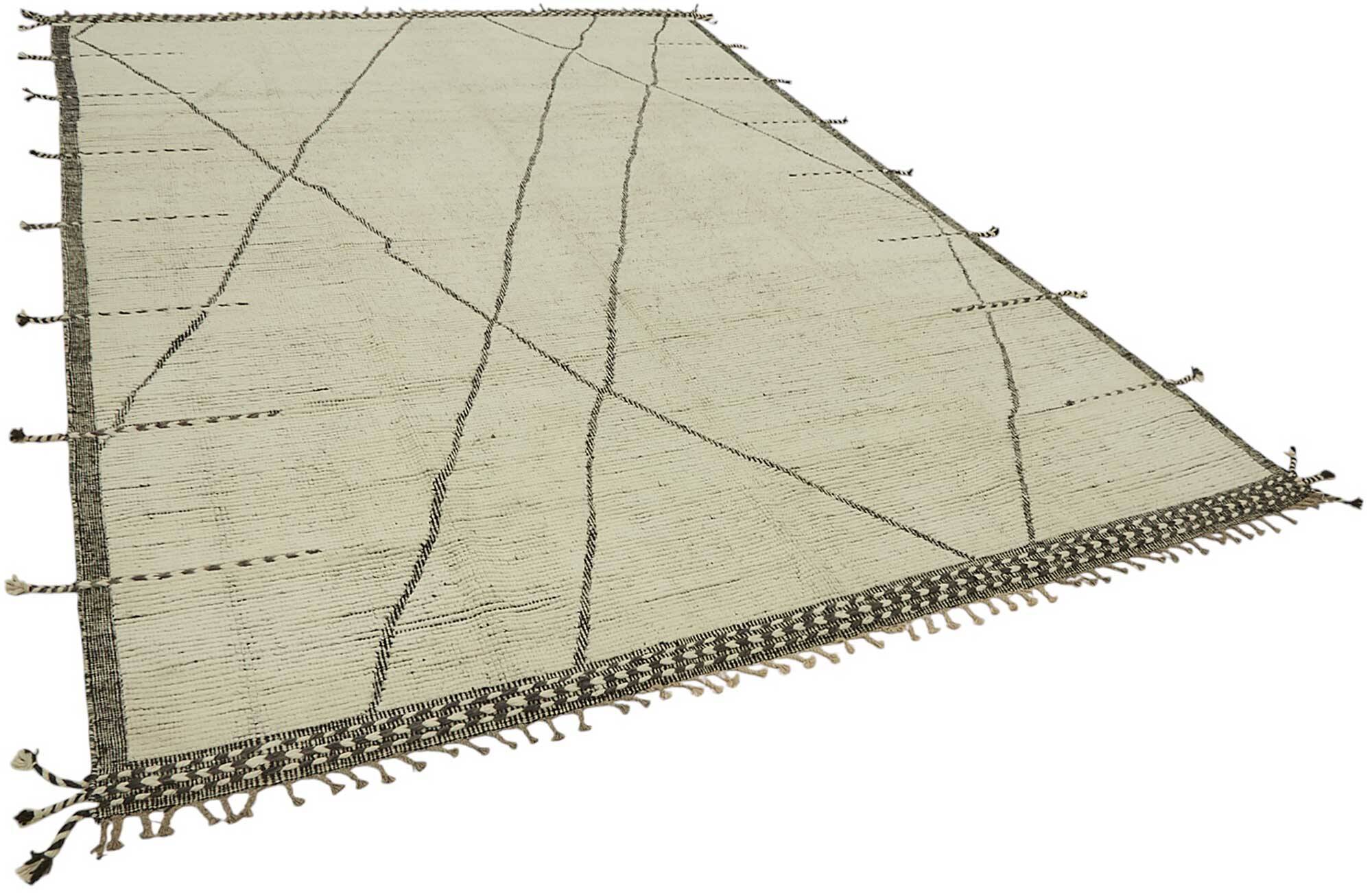 Hand-Knotted Tribal Unique 263 cm x 381 cm Beige Wool Carpet