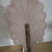 Pair of glass leg sconces, vintage 70 floral décor