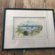Watercolor painting nadine martinique the three islets + wood frame #a223