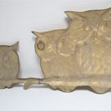 Three owls on a massive brass branch vintage wall decoration