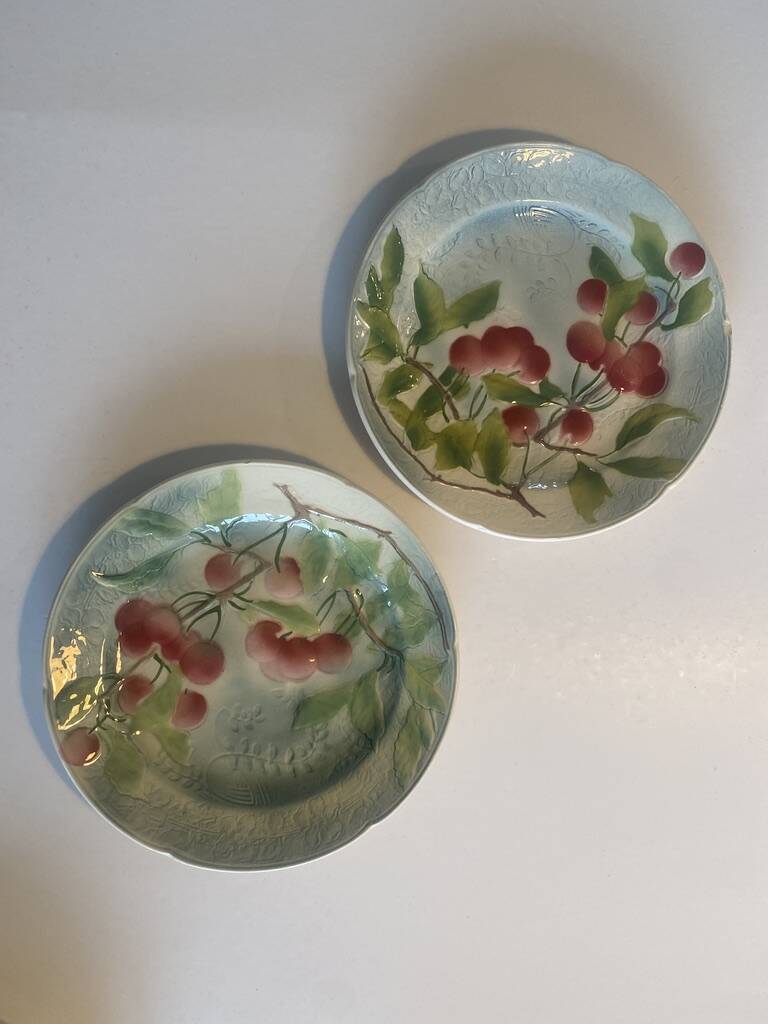 10 fruit decoration plates - St Clément - Barbotine - diam.21