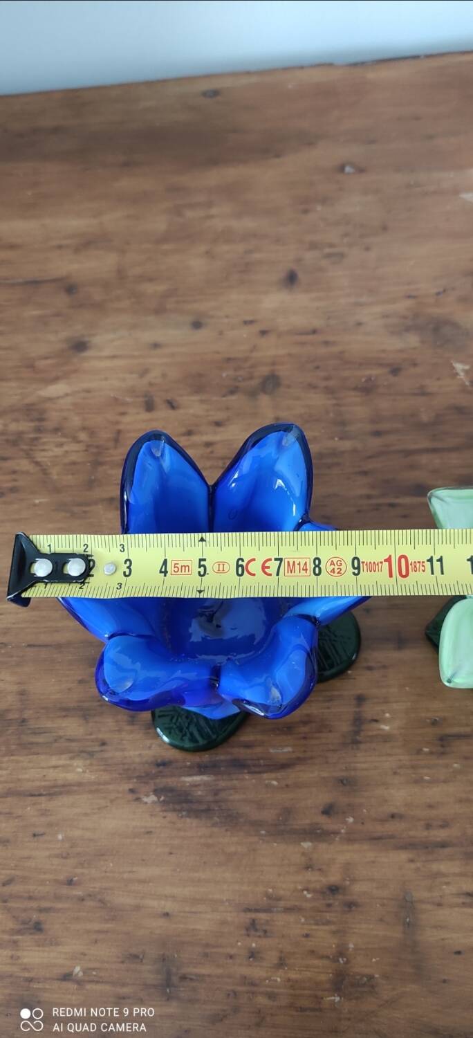 Glass Flower Candle Holder Set