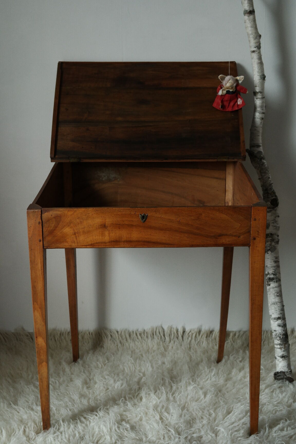 Old schoolboy walnut desk
