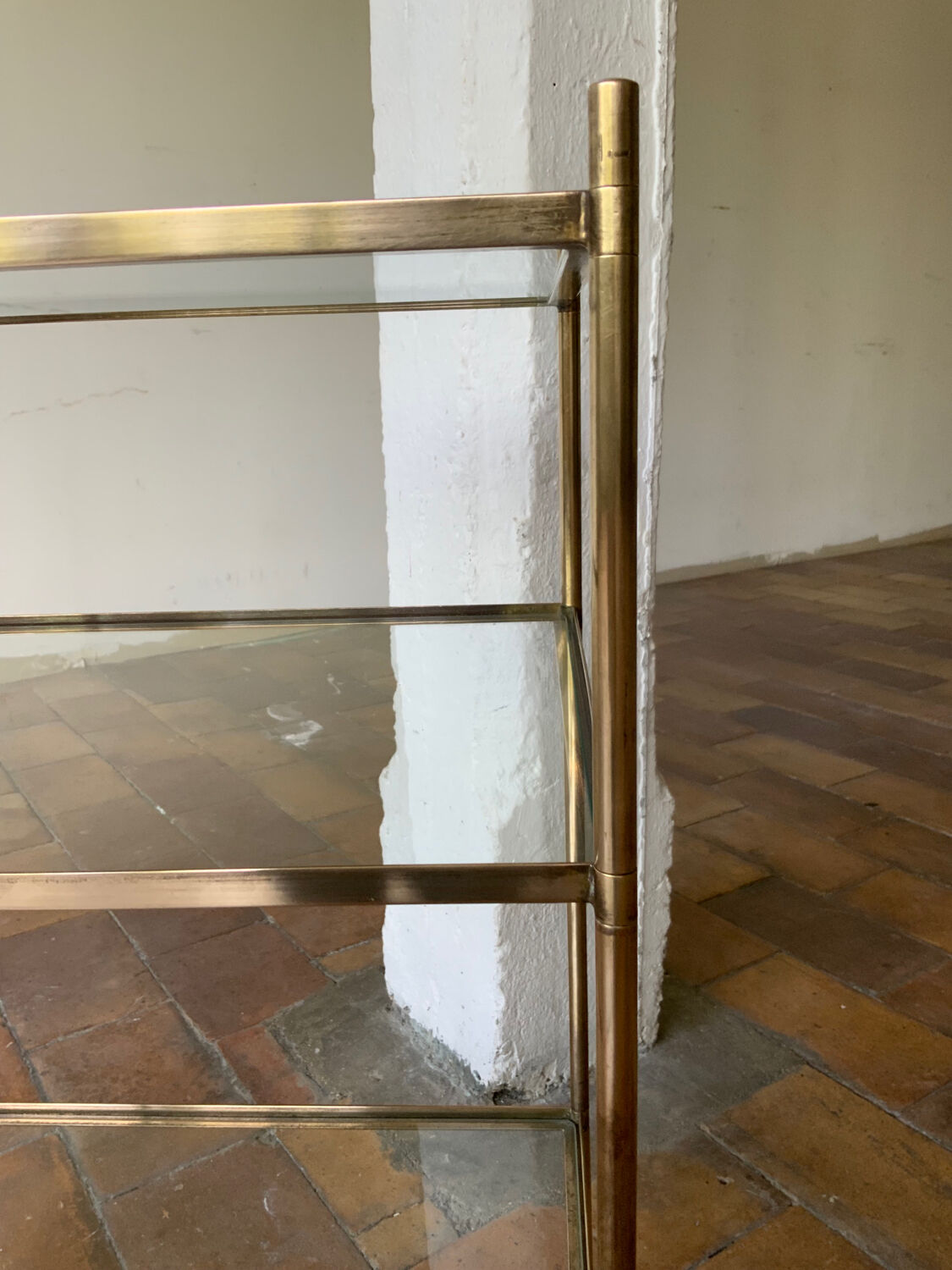 Brass and glass side table