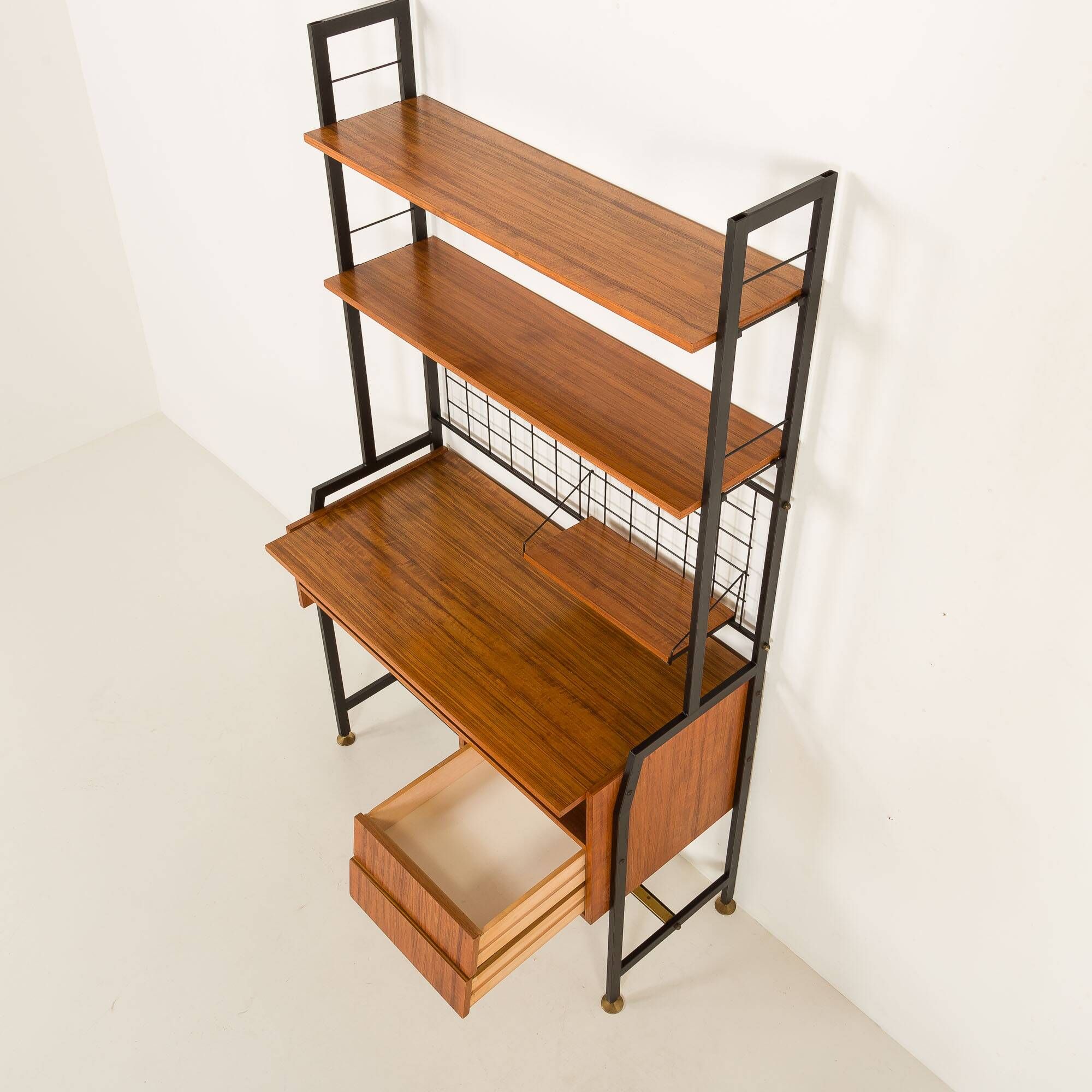 Italian mid century bookcase with a desk, 1970s