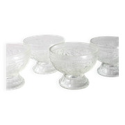 Set of 4 Vintage Pressed Glass Dessert Bowls Cibulak by Pavel Panek / 1977