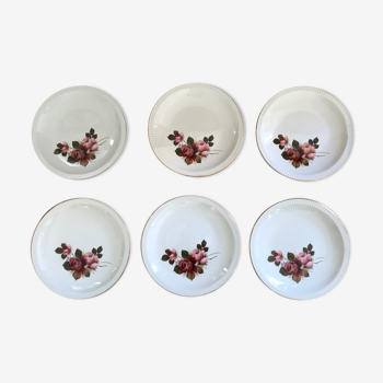 Set of 6 flat plates Sarreguemines décor Richemond