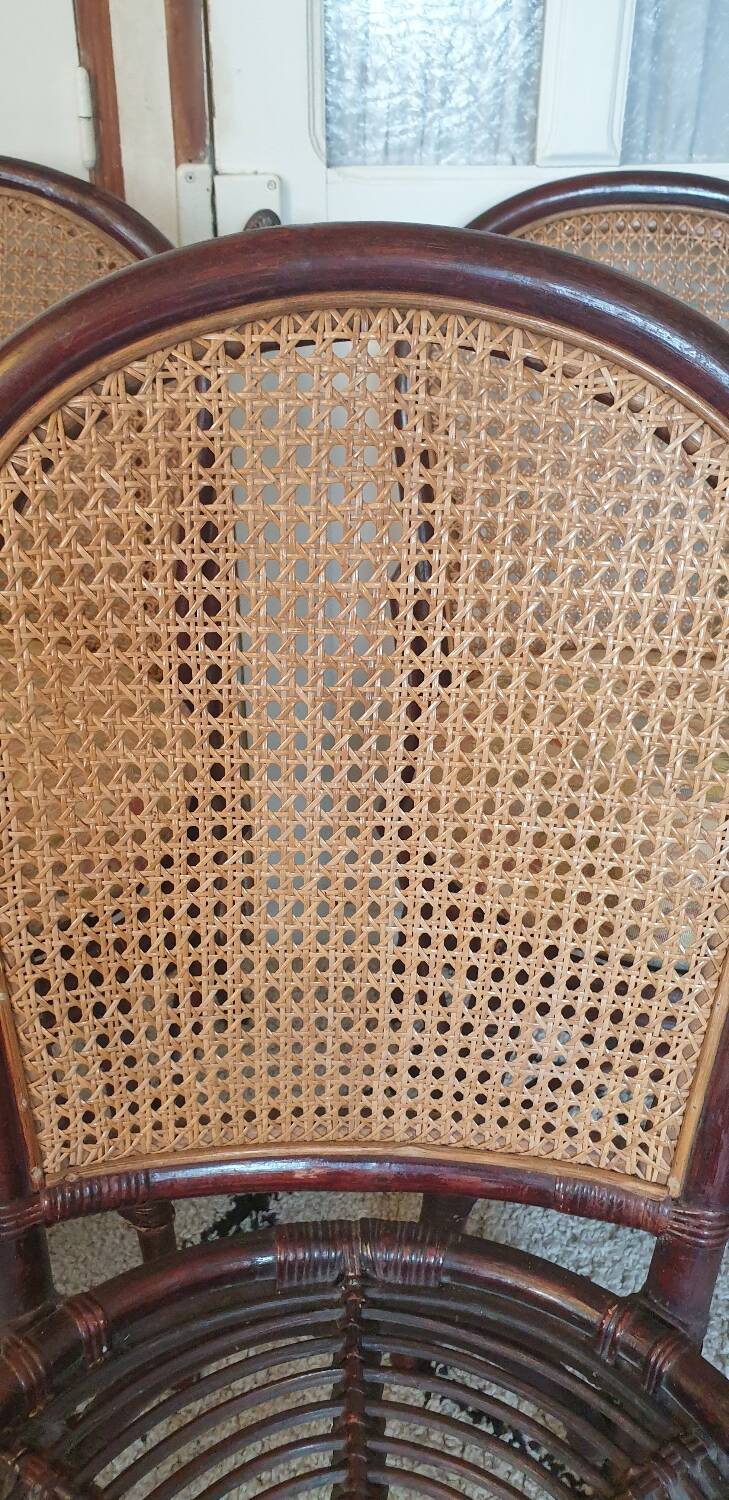 4 bamboo and cane chairs