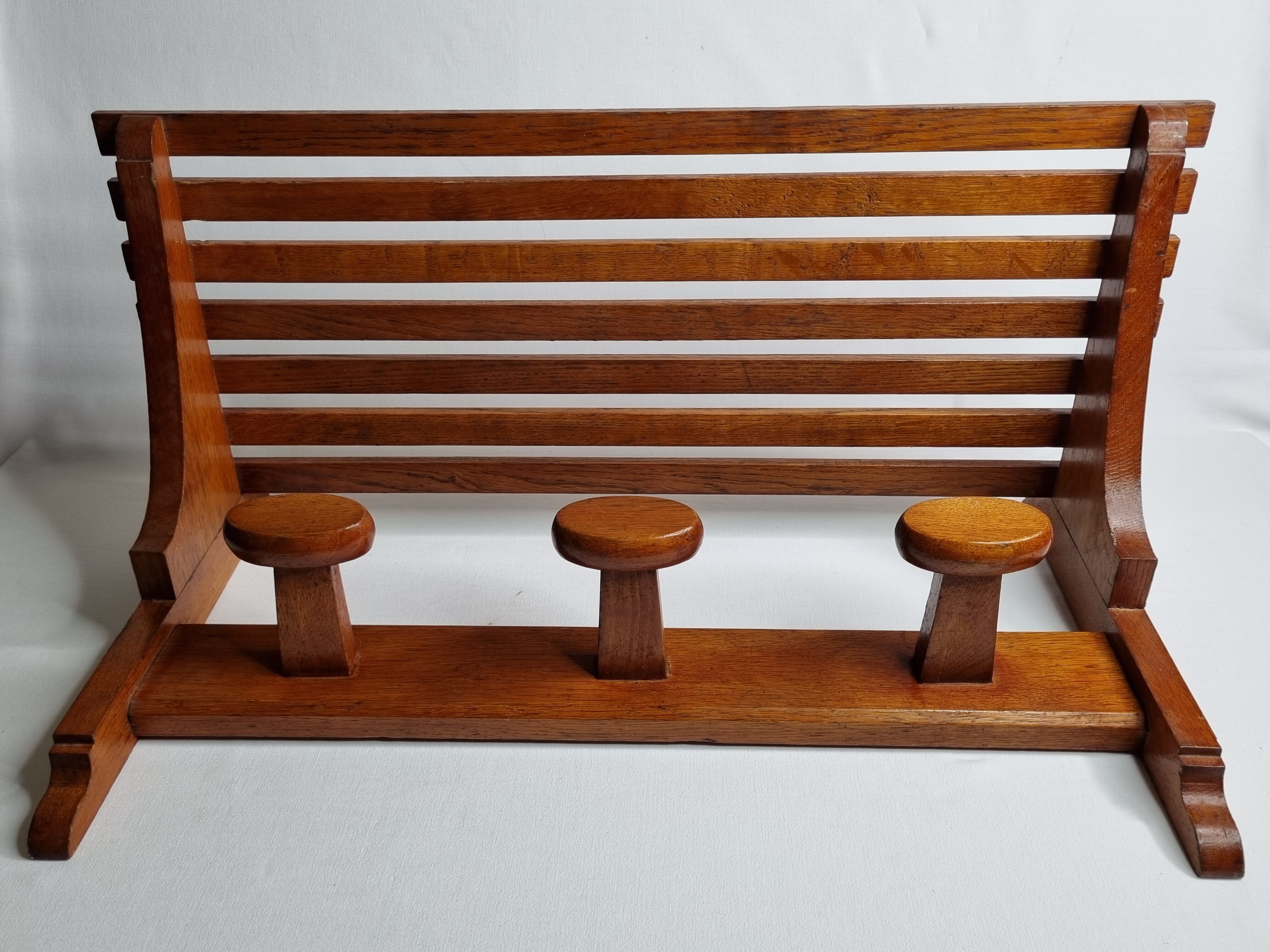 Vintage design wall coat rack, 3 oval hooks, 50s/60s, 62 cm