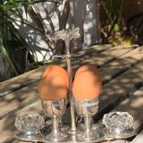 Old serving for boiled eggs with 4 metal cockroaches
