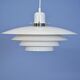 Danish hanging lamp in white with brass accent, 1980s