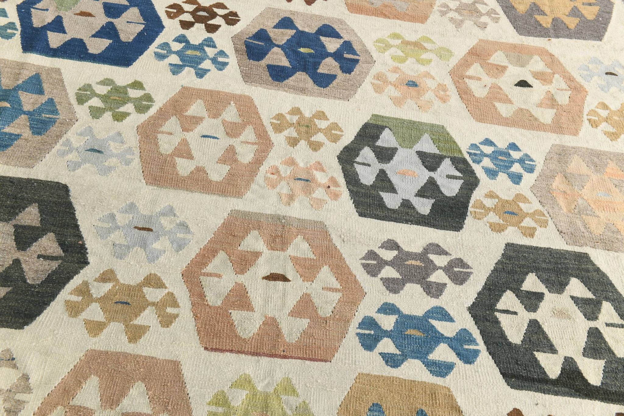 9x11 Geomtric Rare Style Luxury Kilim Rug, Large Area Vintage Kilim Rug
