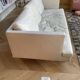 Cinna "Stricto Sensu" 3-seater sofa in chalk leather, designer Didier Gomez.