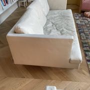 Cinna "Stricto Sensu" 3-seater sofa in chalk leather, designer Didier Gomez.