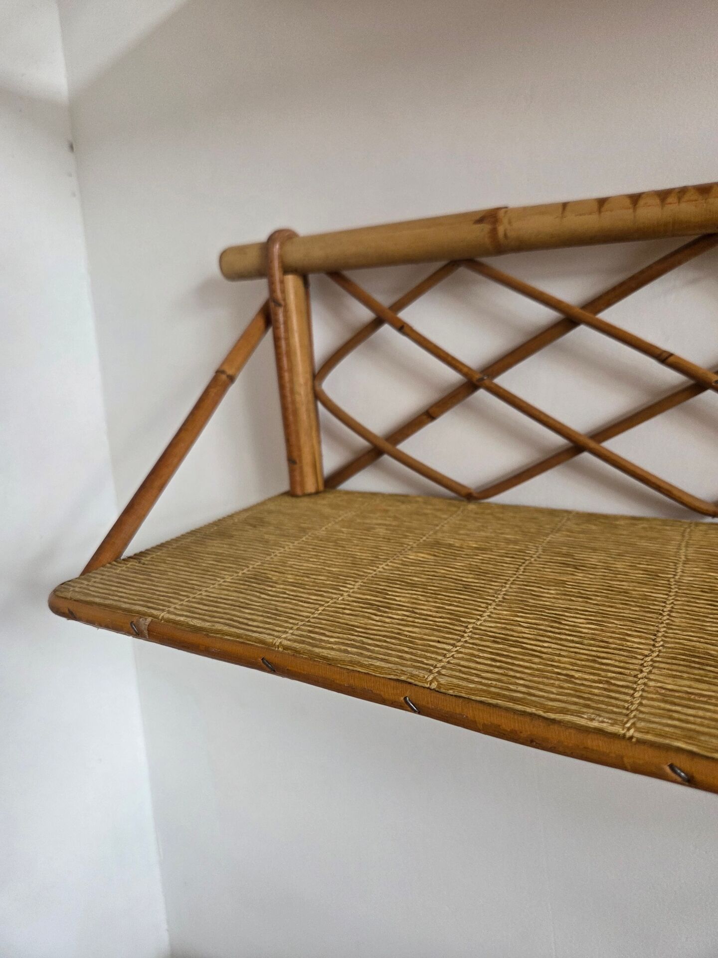 Pair of rattan shelves, 1950s/60s