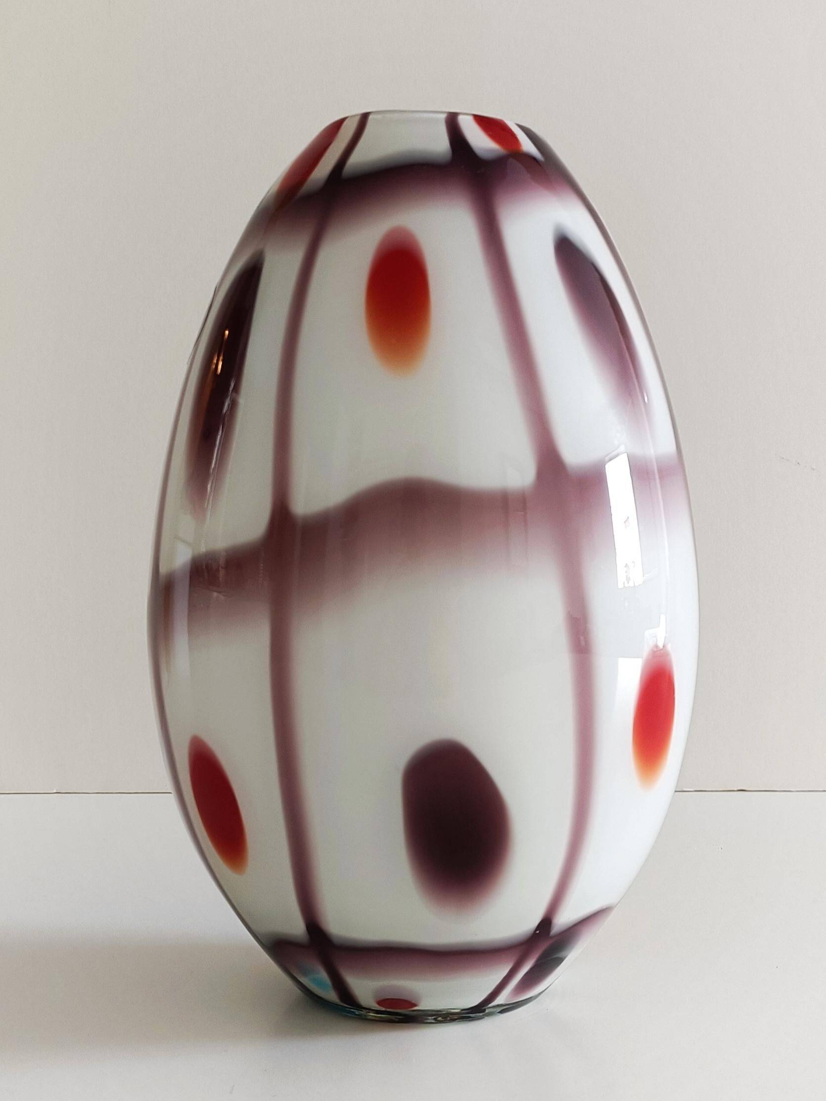 Murano Glass Colorful Ovoid Shaped Vase in The Style of A.Ve.M, Italy, 1960s