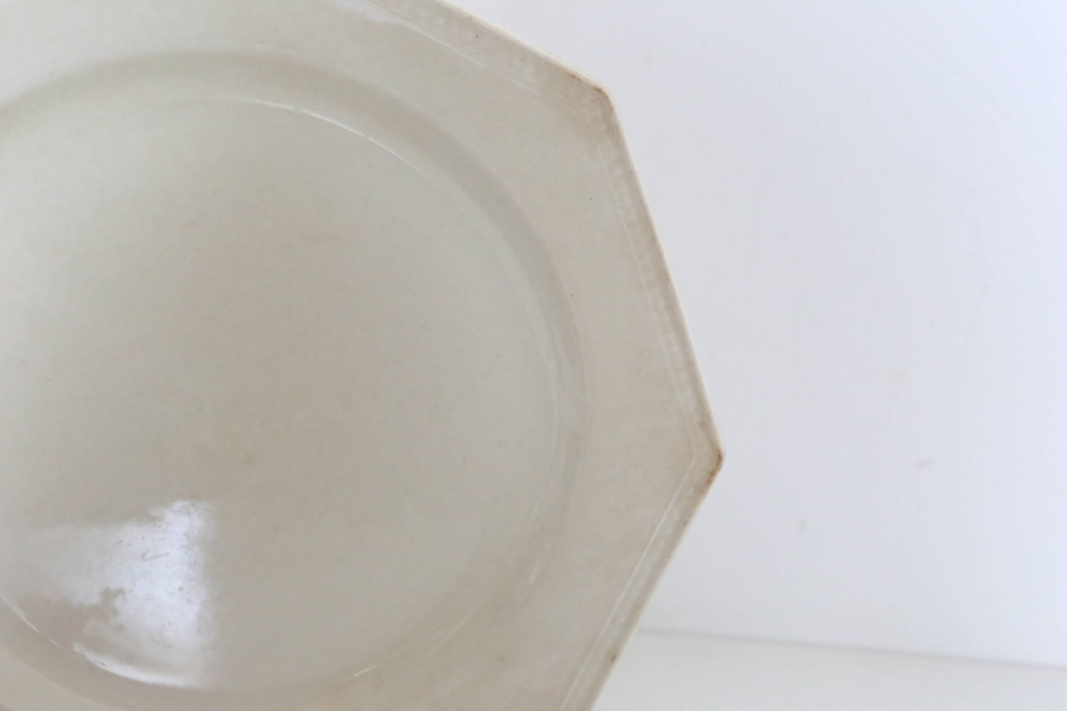 Creil and Montereau plates, 19th century, Perle model, ivory / set of 3