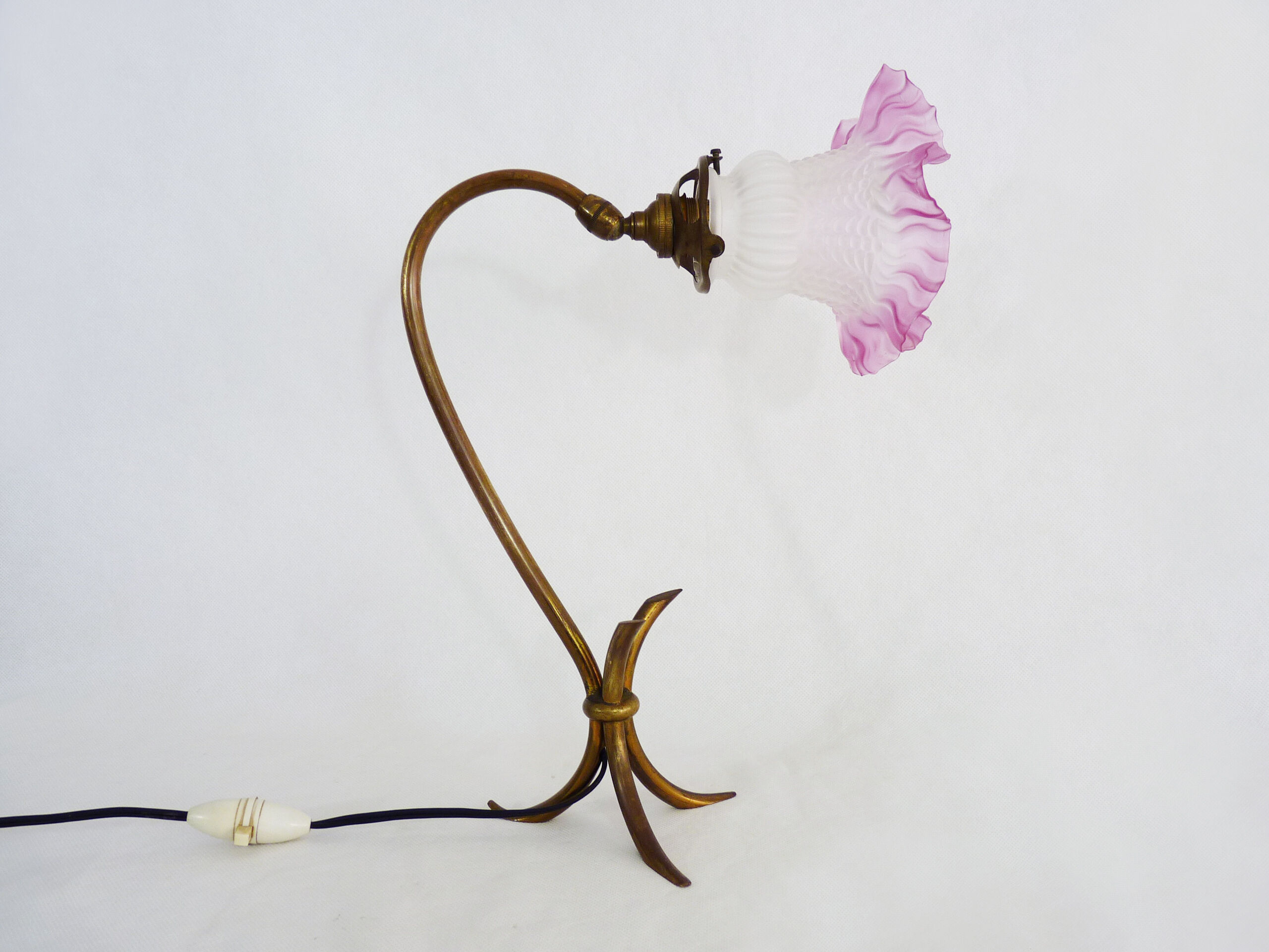 Art Deco Modernist tripod table lamp with brass swivel head