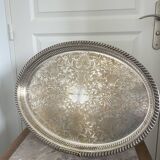 Vintage Silver Metal Tray Floral Rococo Pattern 55x40cm 1970