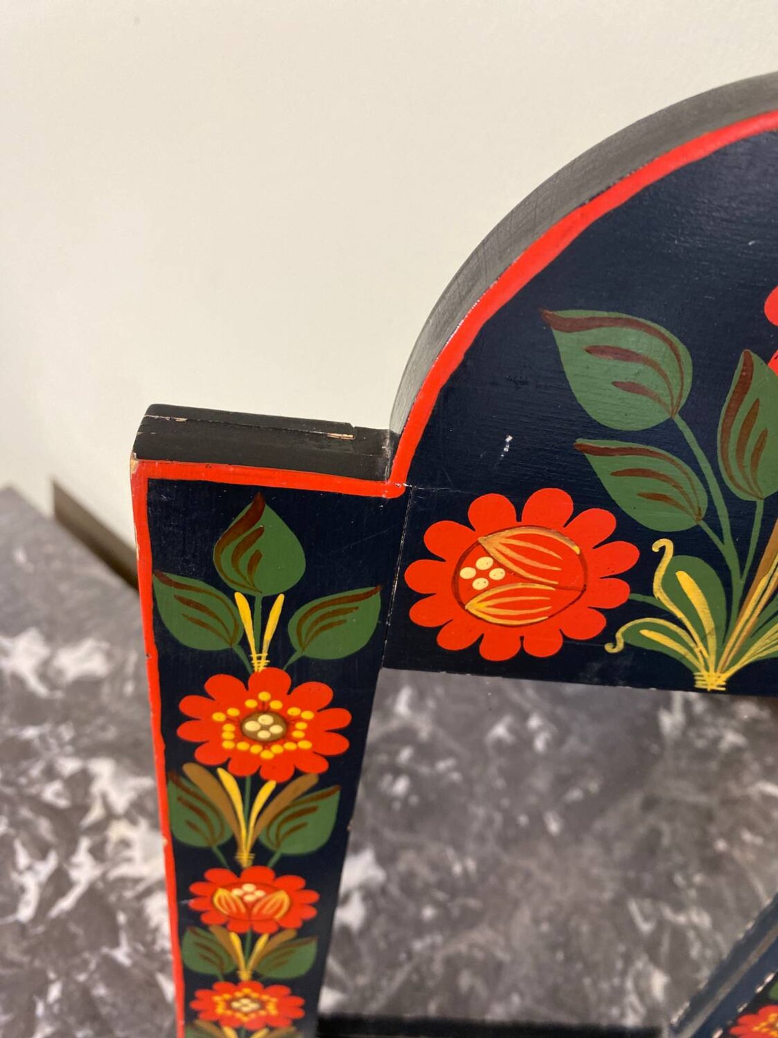 Miroir bohème en bois peint