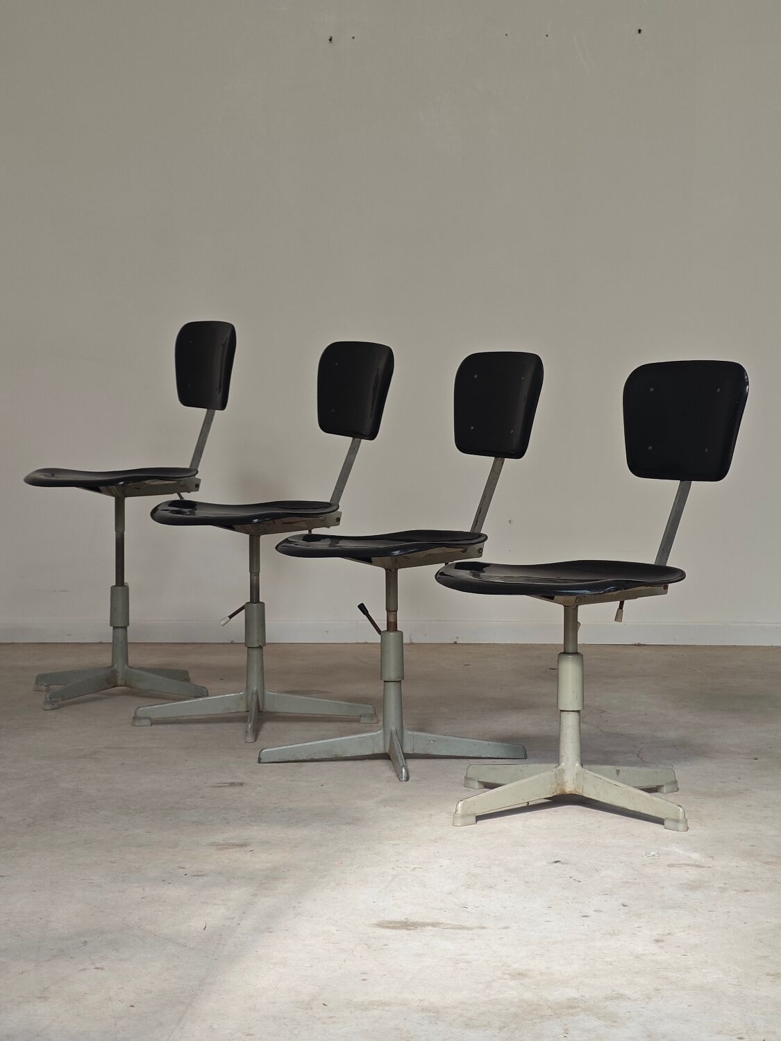 1 adjustable industrial chair metal Czechoslovakia 1960