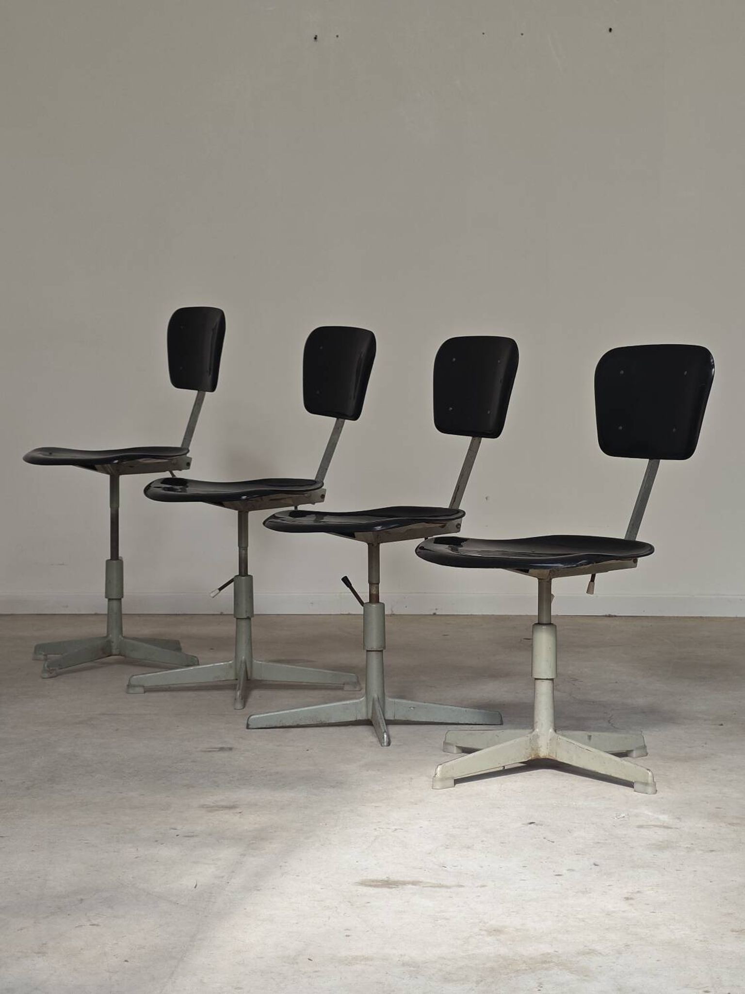 1 adjustable industrial chair metal Czechoslovakia 1960