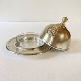 Silver-plated butter dish with elephant motif