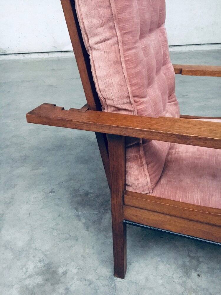 Dutch Art Deco Modernist Reclining Grand Armchair, Netherlands, 1920s