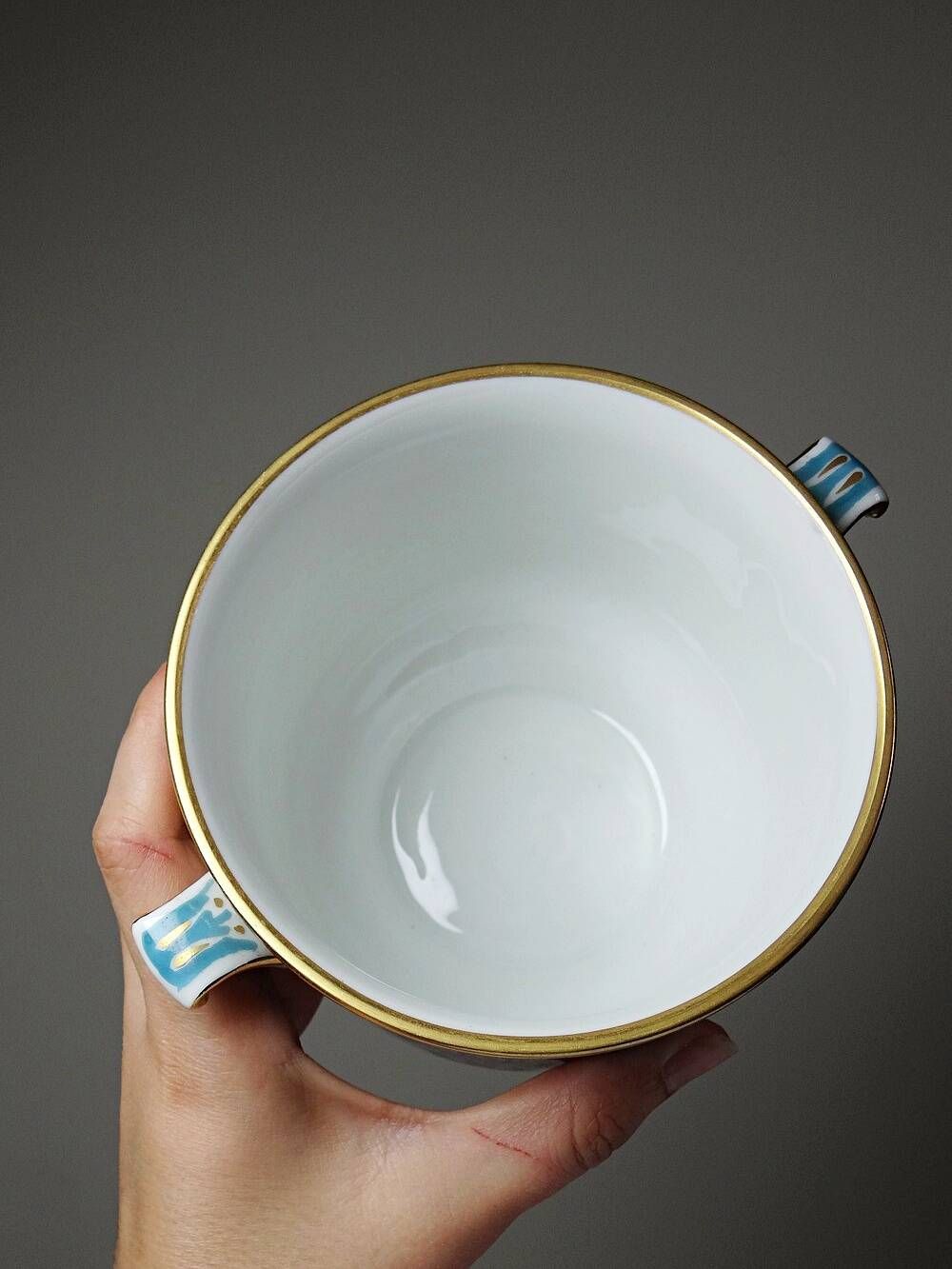 Old Limoges porcelain bowl/pot, hand-painted, M. Carpezat, 1900-1930