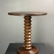 Midcentury brutalist wood turned side table, Charles Dudouyt style, 1950s