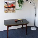 Folding table with black and gold painted glass, 1950
