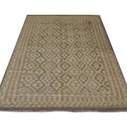 Beige cream scandinavian style kilim handmade flat-woven wool area rug- 198x155cm