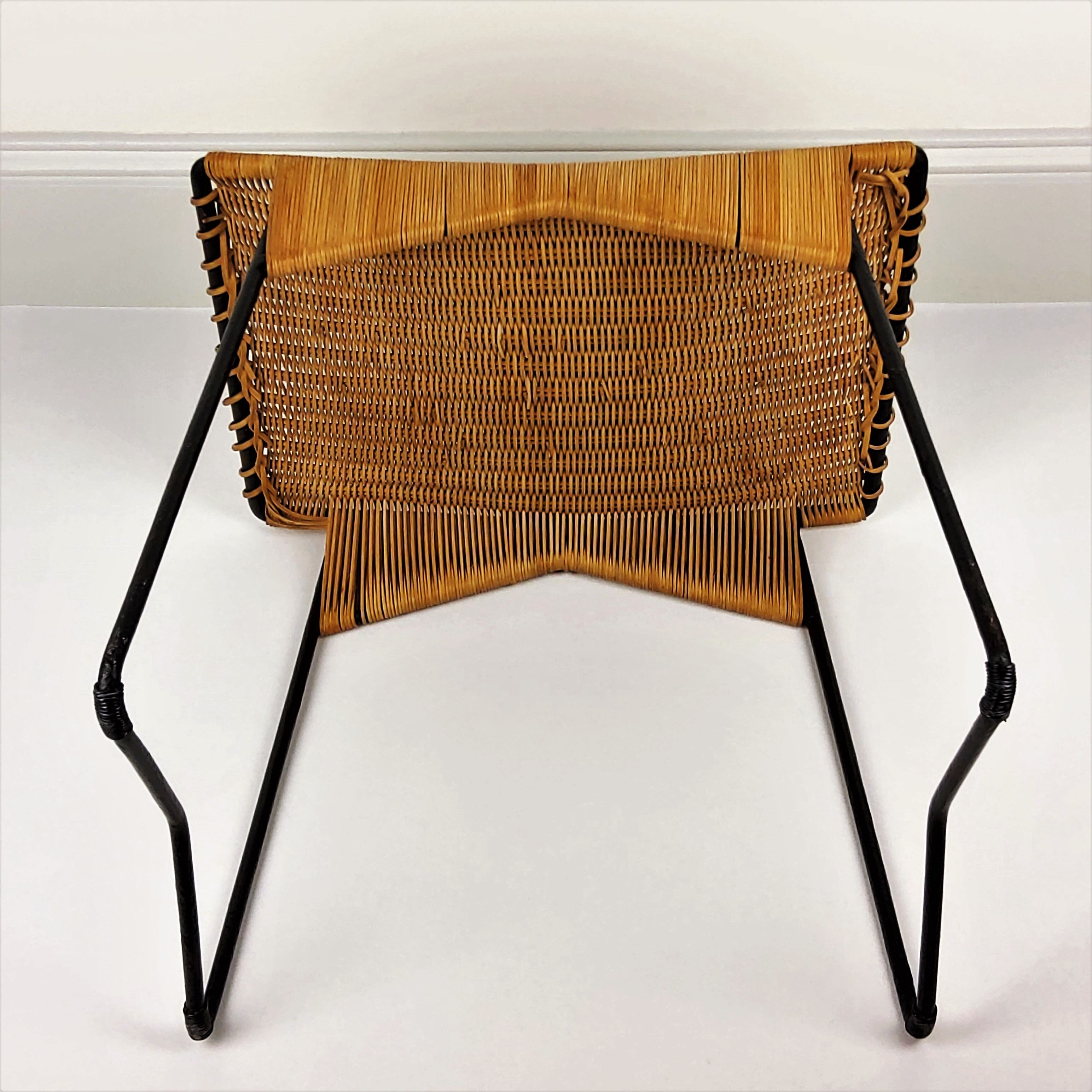 Vintage rattan and metal 1950