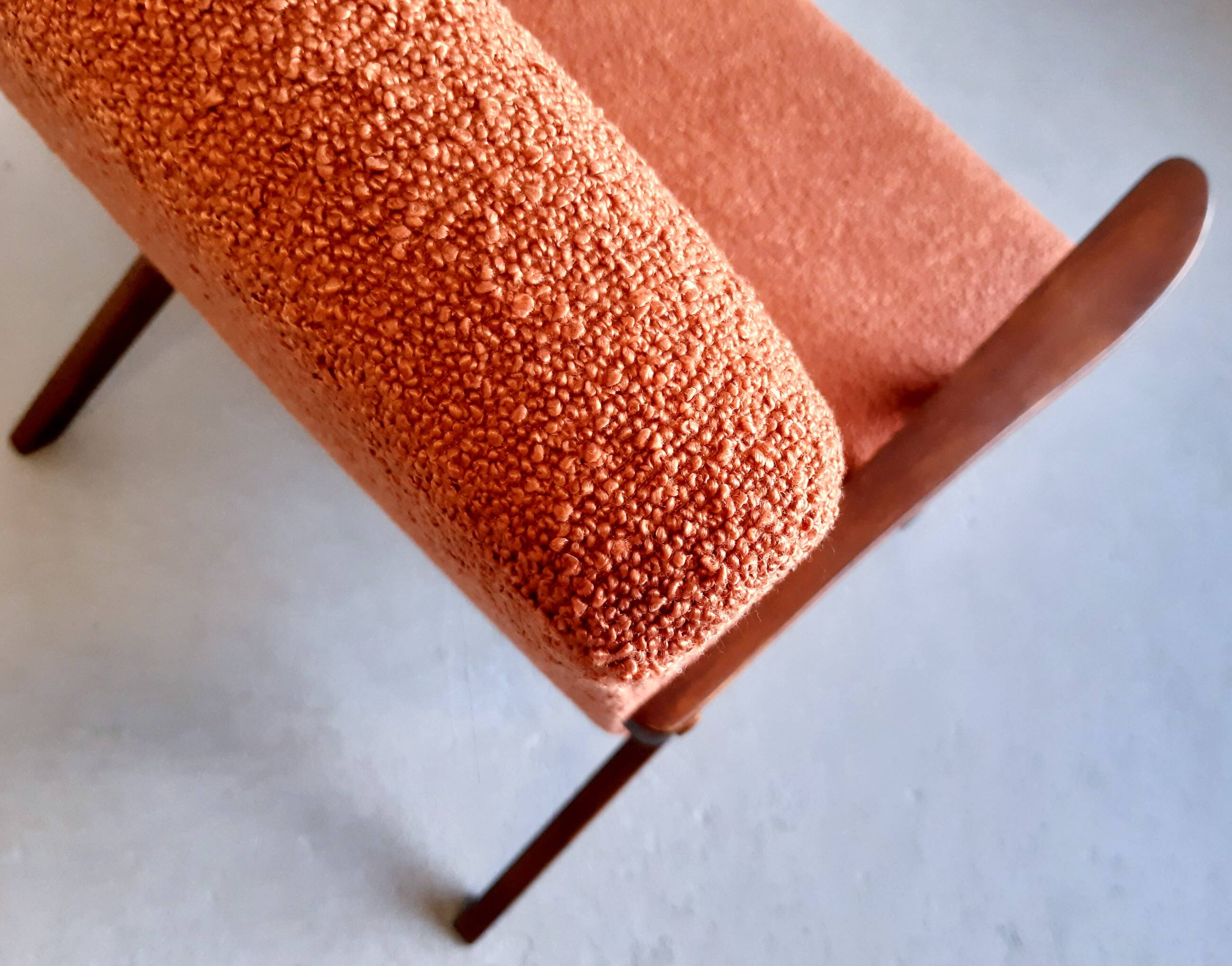 Mid Century Easy Chair Model B 310 Var in Rusty Brown Boucle