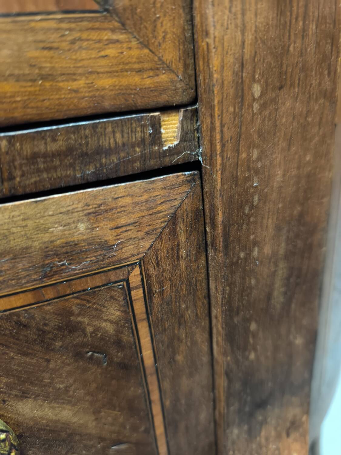 Demi-Lune commode in Louis XVI style with two drawers and veneer.