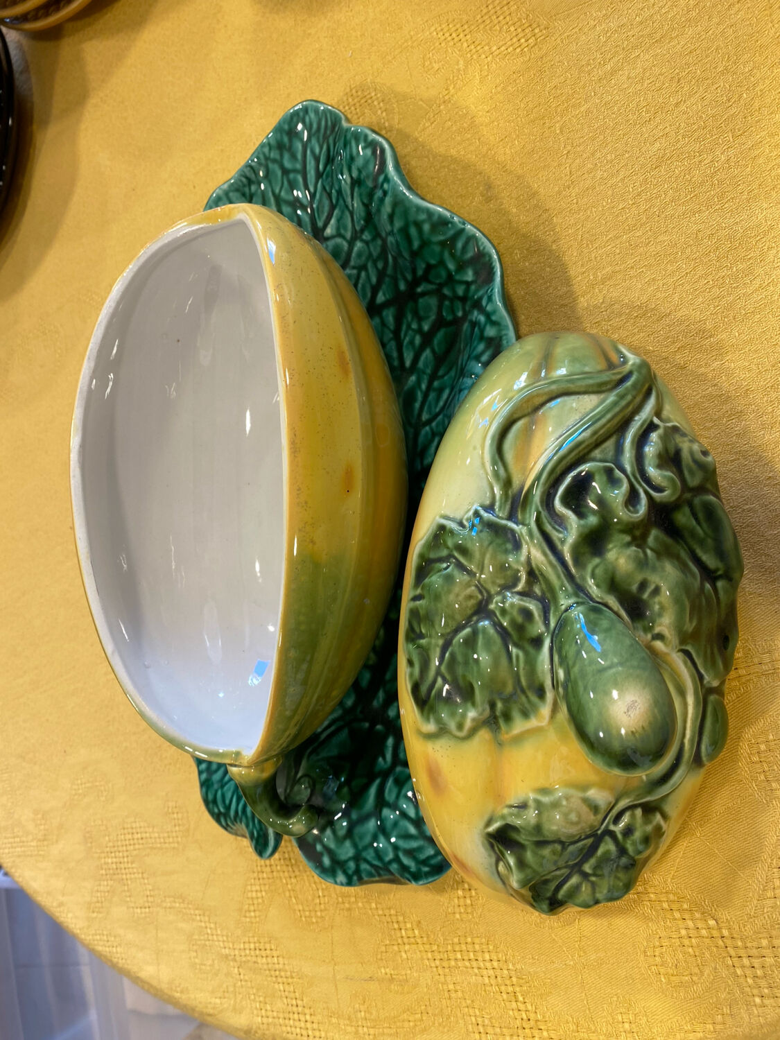 Barbotine Soup Tureen Sarreguemines