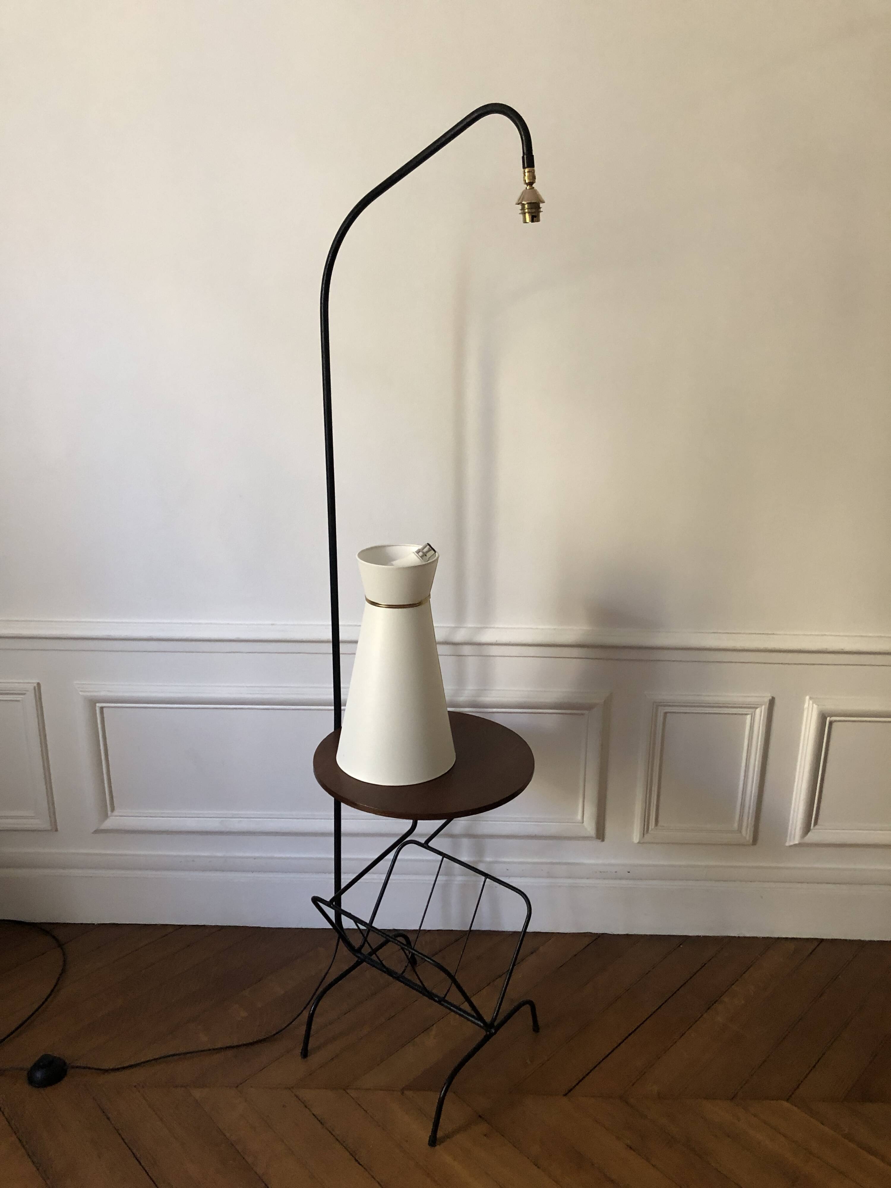 Floor lamp with shelf, magazine rack and diabolo, 1960s