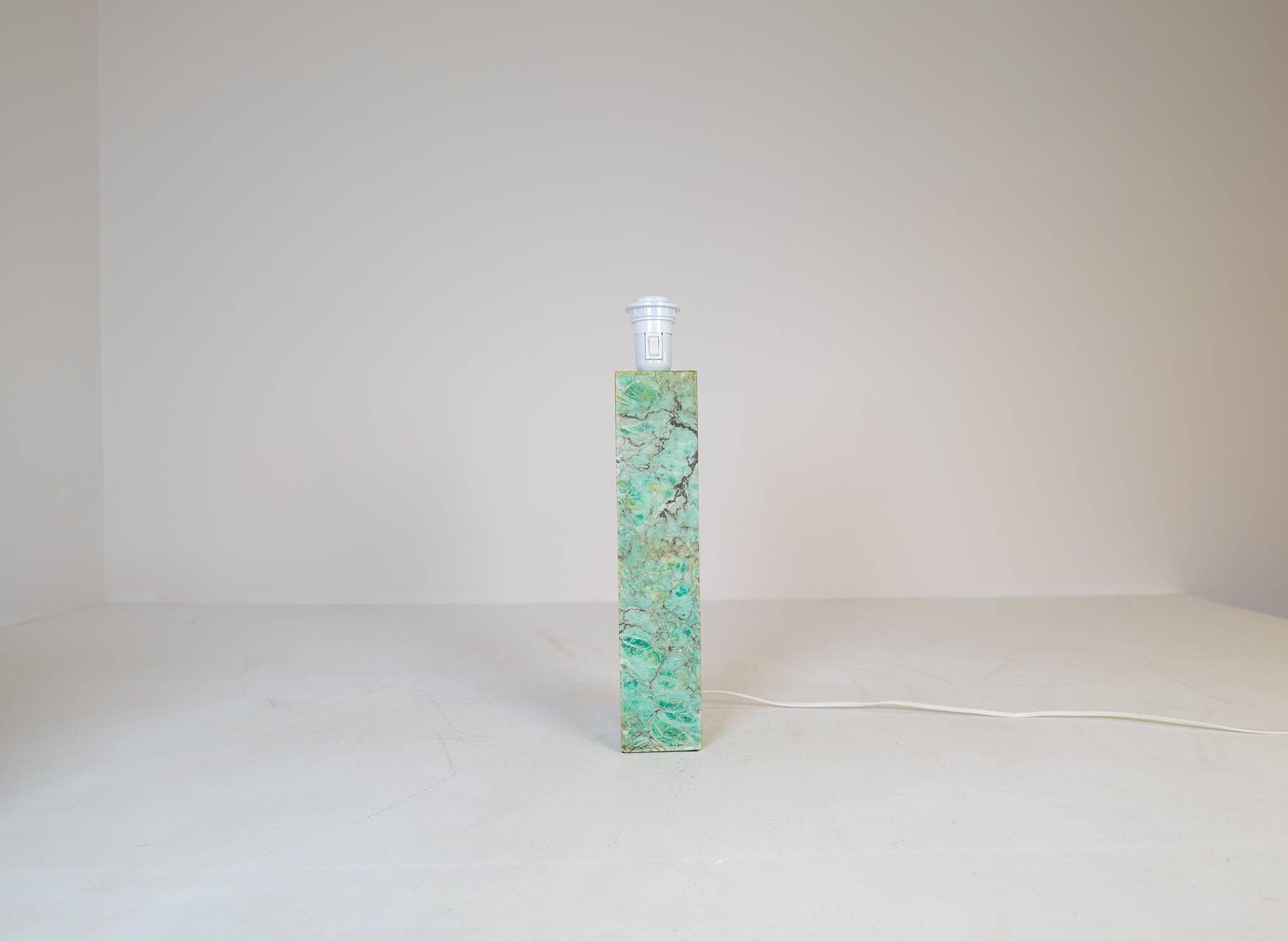 Mid-century green marble table lamp by Bergbom, Sweden, 1960s.