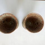 Pair of old pyrite stoneware mazagrans, stemmed glasses, thick base, vintage duo set