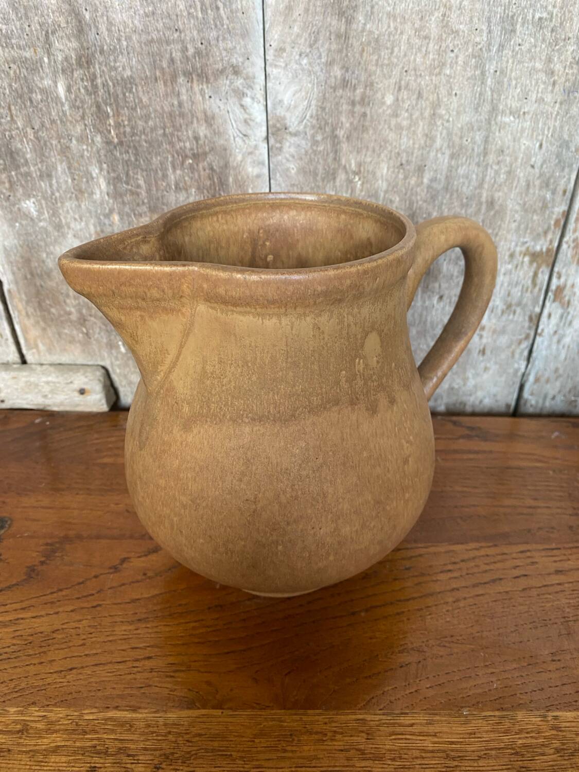 Antique rhodaceram pitcher beige stoneware made in france vintage
