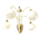 Mid Century Suspension, 5 globes in brass and opal glass, Honsel Leuchten