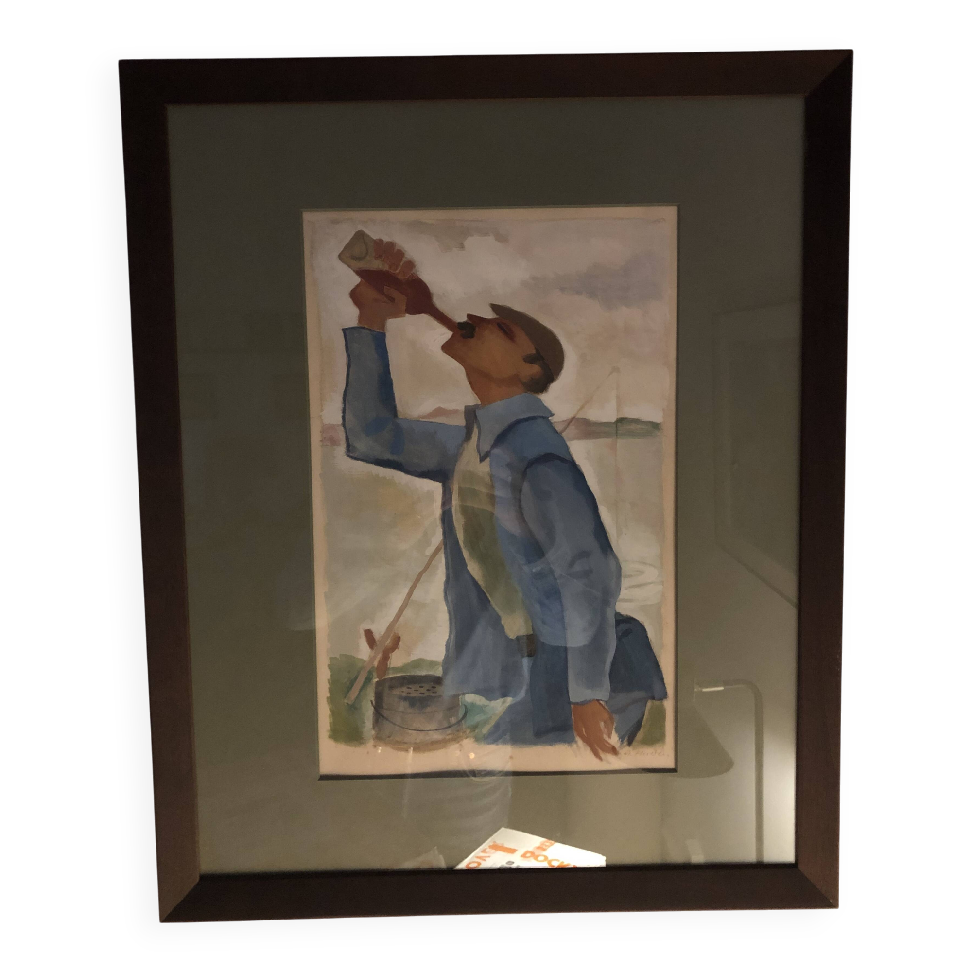 Watercolour "The Worker’s Break"